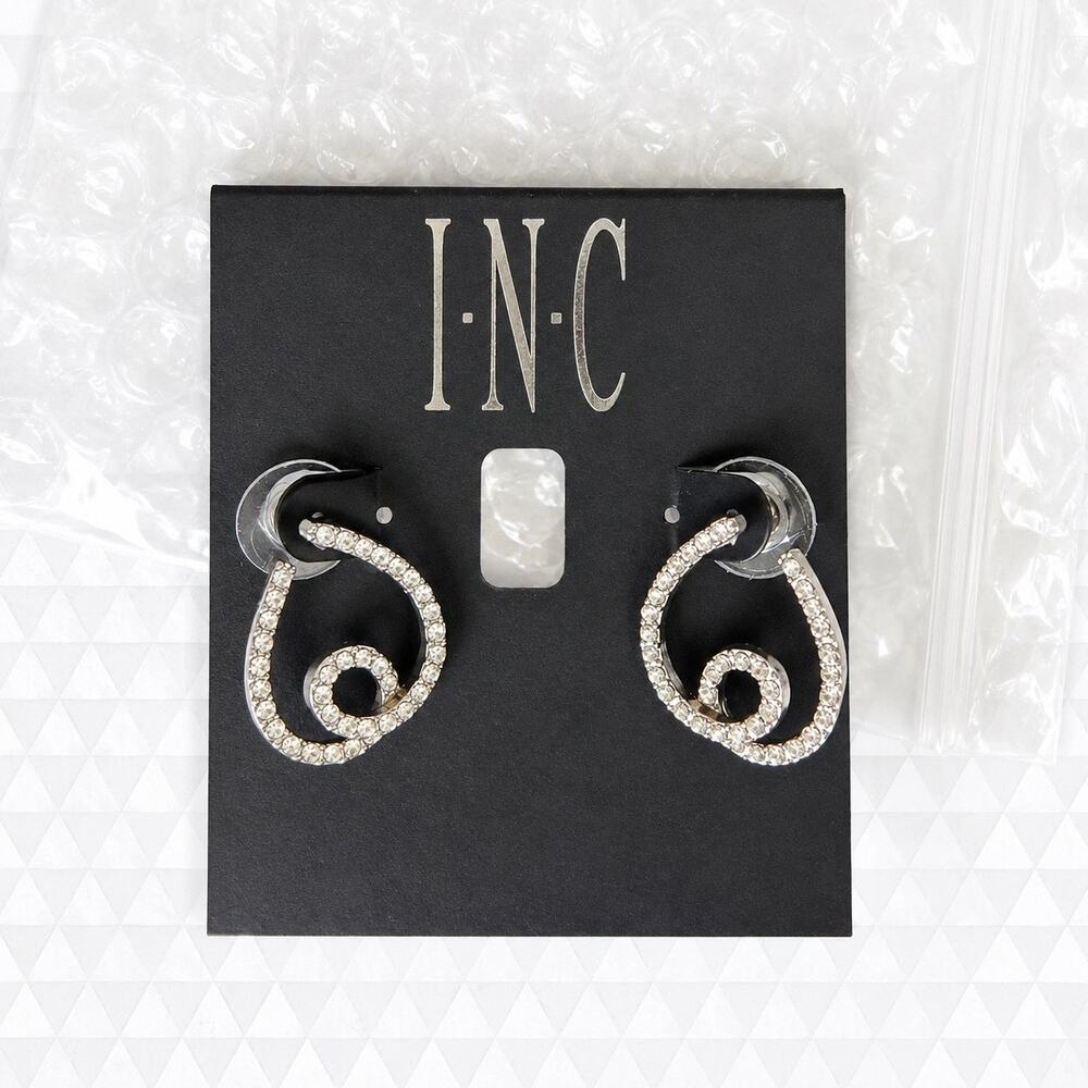 INC International Concepts Rhinestone Spiral Hoop Earrings